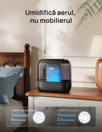 Umidificator Dreo 311S Smart, Wifi, Rezervor 4L,Capacitate de umidificare 250 ml/h, Ceata Rece, Autonomie 36 ore, Aromaterapie, Negru - OVIX - Găsești soluții de încălzire, răcire și ventilare, toate integrate și controlabile dintr-o singură platformă.