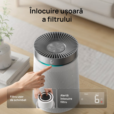 Purificator aer Dreo Macro AP606, 173 m³/h, Filtru 3 in 1 H13 True HEPA, Senzor calitate aer, Mod Auto, Lumină ambientală, 4 trepte de viteza, Timer, Până la 15 m2, Alb