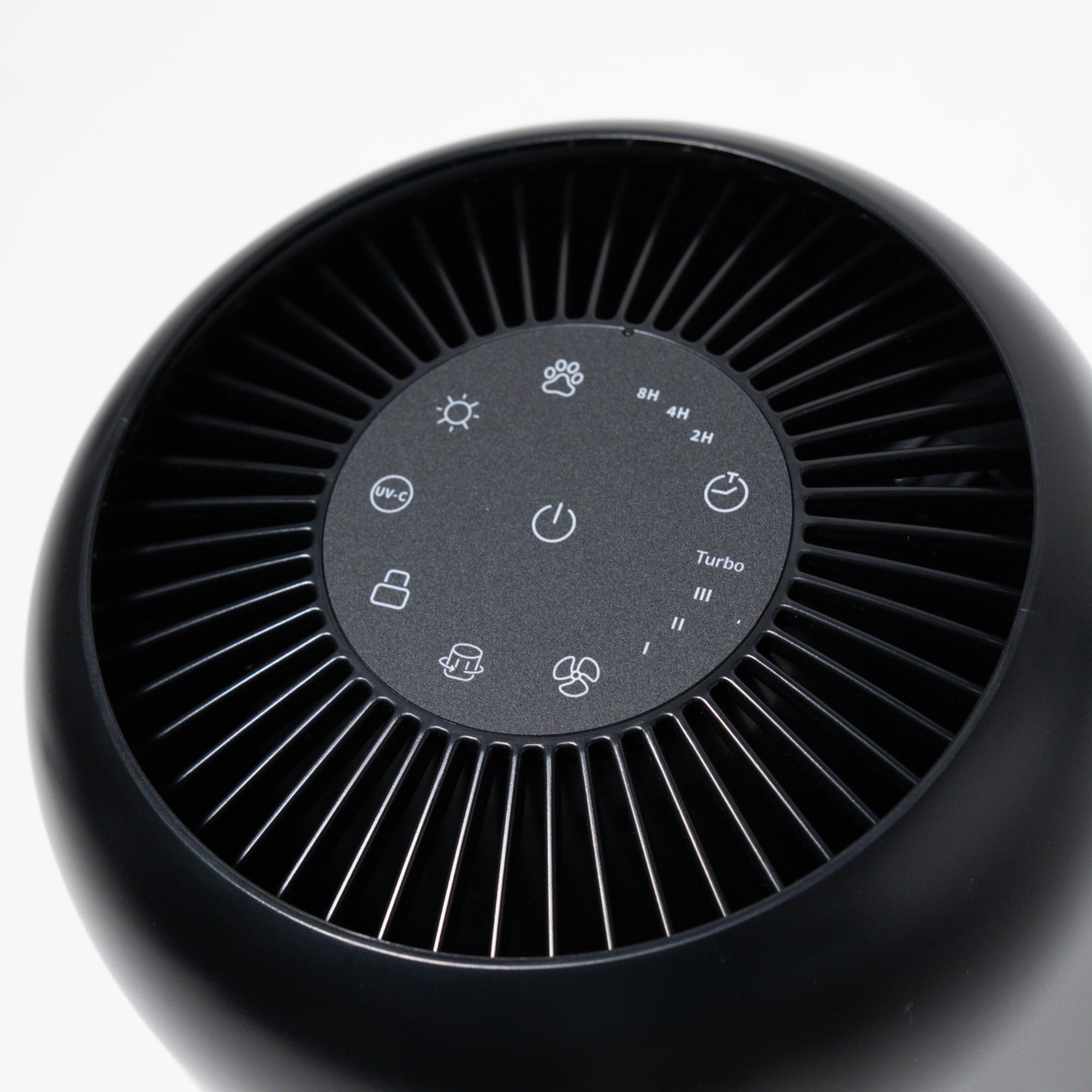 Purificator de aer Evoair, Yuvo, Lampă UV-C, Filtru 3in1, True Hepa, Carbon Activ, Pre-filtru, 4 viteze, Funcție Polen/Animale, Mod Noapte, Blocare Ecran, Lumină Ambientală, Negru