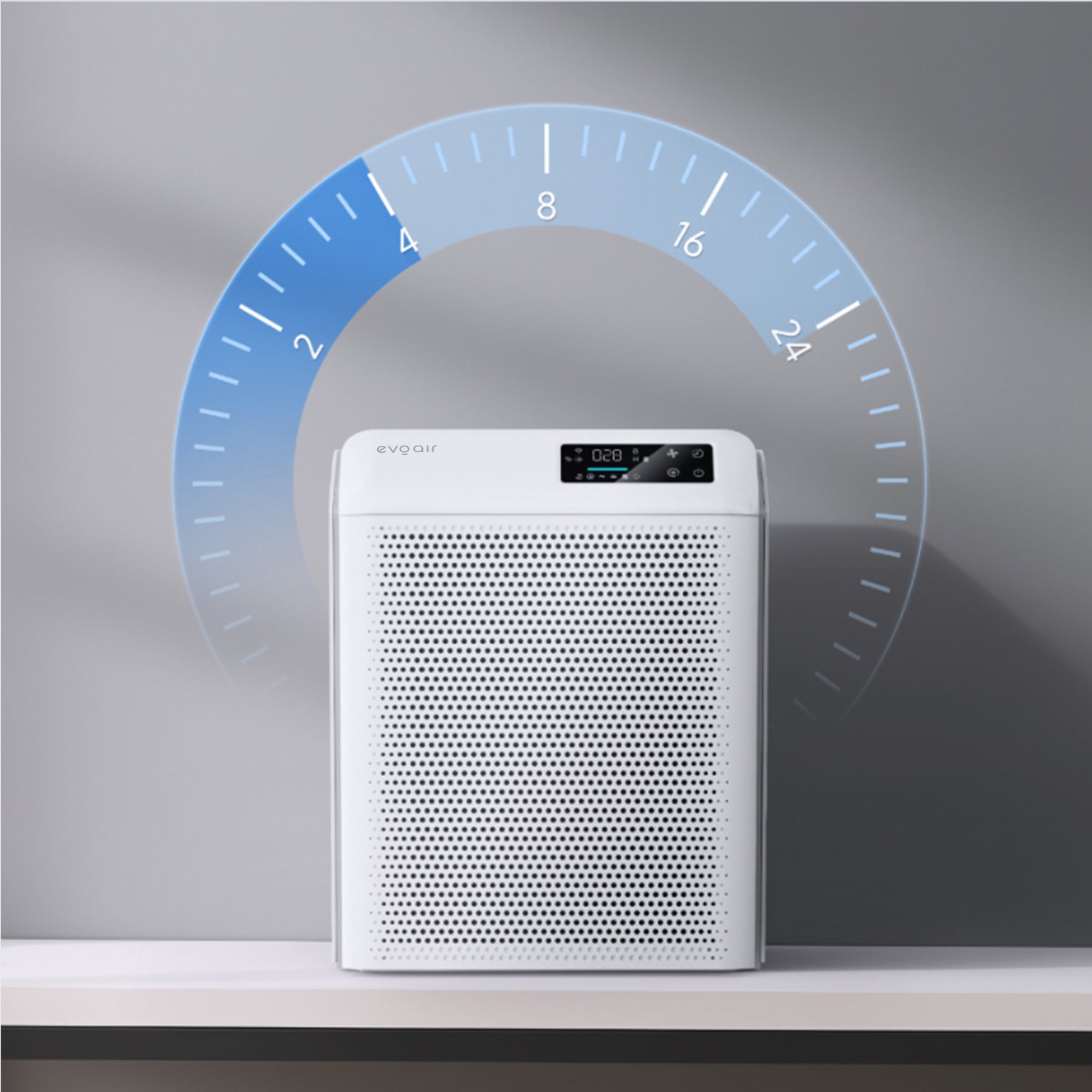 Purificator de aer Evoair HOMI P300, CADR 300m³/h, WI-FI, Filtru True Hepa, Mod Auto, Lampa UV, Ionizare, 6 Moduri Functionare, Senzor Calitate Aer, Alb - OVIX - Găsești soluții de încălzire, răcire și ventilare, toate integrate și controlabile dintr-o singură platformă.