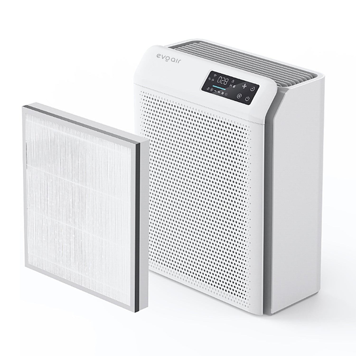 Purificator de aer Evoair HOMI P300, CADR 300m³/h, WI-FI, Filtru True Hepa, Mod Auto, Lampa UV, Ionizare, 6 Moduri Functionare, Senzor Calitate Aer, Alb - OVIX - Găsești soluții de încălzire, răcire și ventilare, toate integrate și controlabile dintr-o singură platformă.