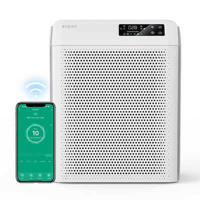 Purificator de aer Evoair HOMI P300, CADR 300m³/h, WI-FI, Filtru True Hepa, Mod Auto, Lampa UV, Ionizare, 6 Moduri Functionare, Senzor Calitate Aer, Alb - OVIX - Găsești soluții de încălzire, răcire și ventilare, toate integrate și controlabile dintr-o singură platformă.