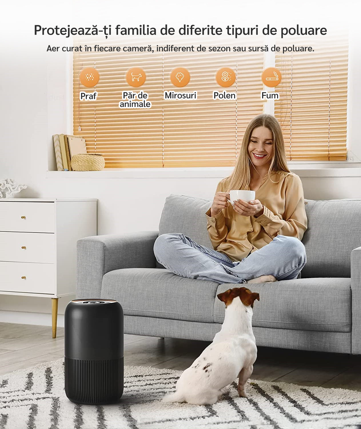 Purificator de aer Evoair, YuvoSpin, Lampă UV-C, Filtru 3in1, True Hepa, Carbon Activ, Pre-filtru, 4 viteze, Funcție Polen/Animale, Mod Noapte, Blocare Ecran, Lumină Ambientală, Negru - OVIX - Găsești soluții de încălzire, răcire și ventilare, toate integrate și controlabile dintr-o singură platformă.