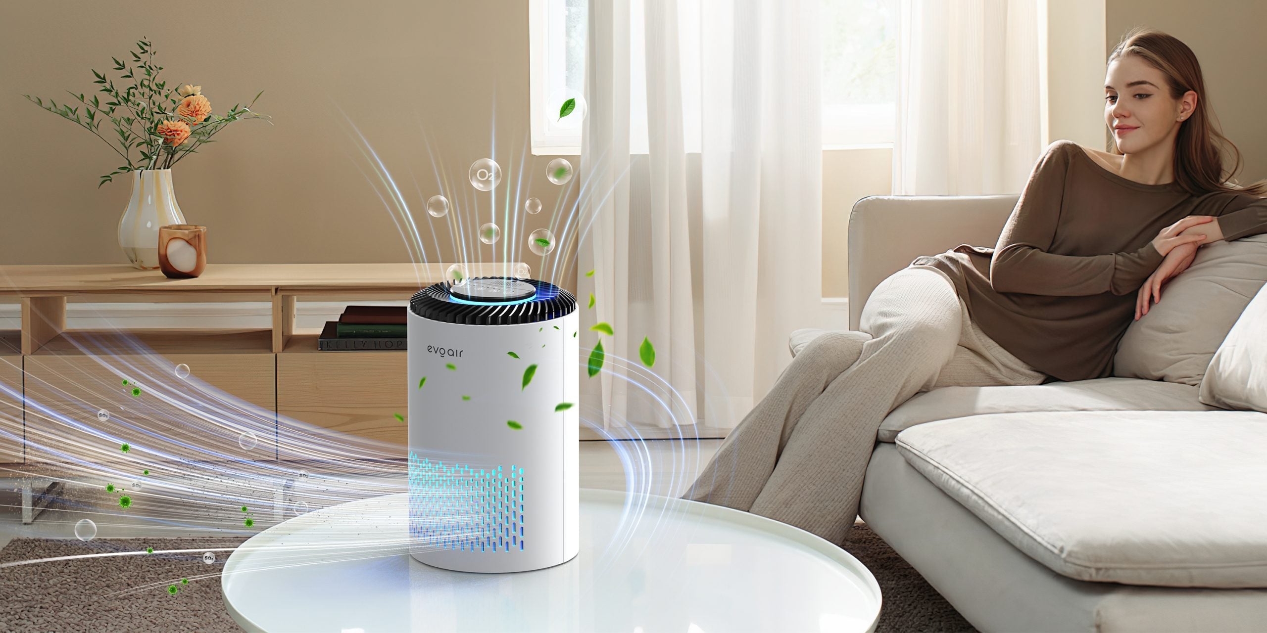 Resigilat! Purificator de aer Evoair Zuno, Filtru 3 in 1 True HEPA, Carbon Activ, Lampă UV, 3 viteze, Mod Noapte, Aromaterapie, Lumină Ambientală, Timer, Alb, Filtru Sigilat - OVIX - Găsești soluții de încălzire, răcire și ventilare, toate integrate și controlabile dintr-o singură platformă.