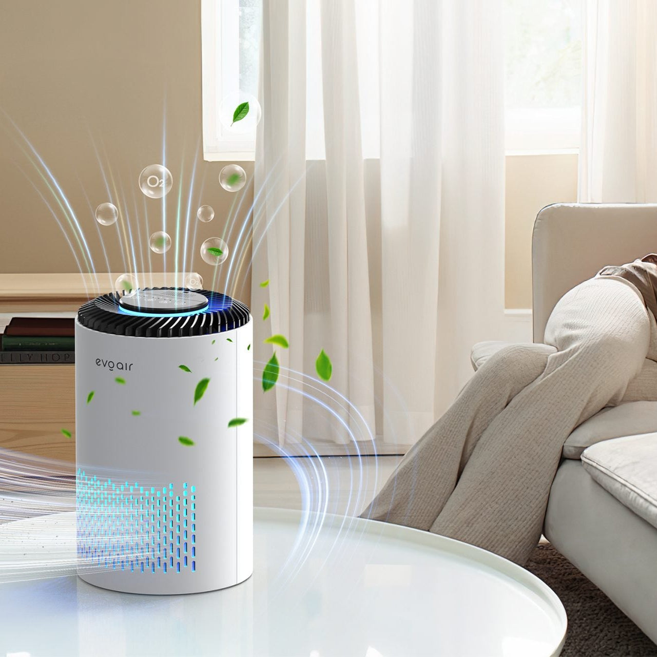 Purificator de aer Evoair Zuno, Filtru 3 in 1 True HEPA, Carbon Activ, Lampă UV, 3 viteze, Mod Noapte, Aromaterapie, Lumină Ambientală, Timer, Alb - OVIX - Găsești soluții de încălzire, răcire și ventilare, toate integrate și controlabile dintr-o singură platformă.