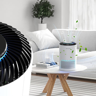 Purificator de aer Evoair Zuno, Filtru 3 in 1 True HEPA, Carbon Activ, Lampă UV, 3 viteze, Mod Noapte, Aromaterapie, Lumină Ambientală, Timer, Alb - OVIX - Găsești soluții de încălzire, răcire și ventilare, toate integrate și controlabile dintr-o singură platformă.