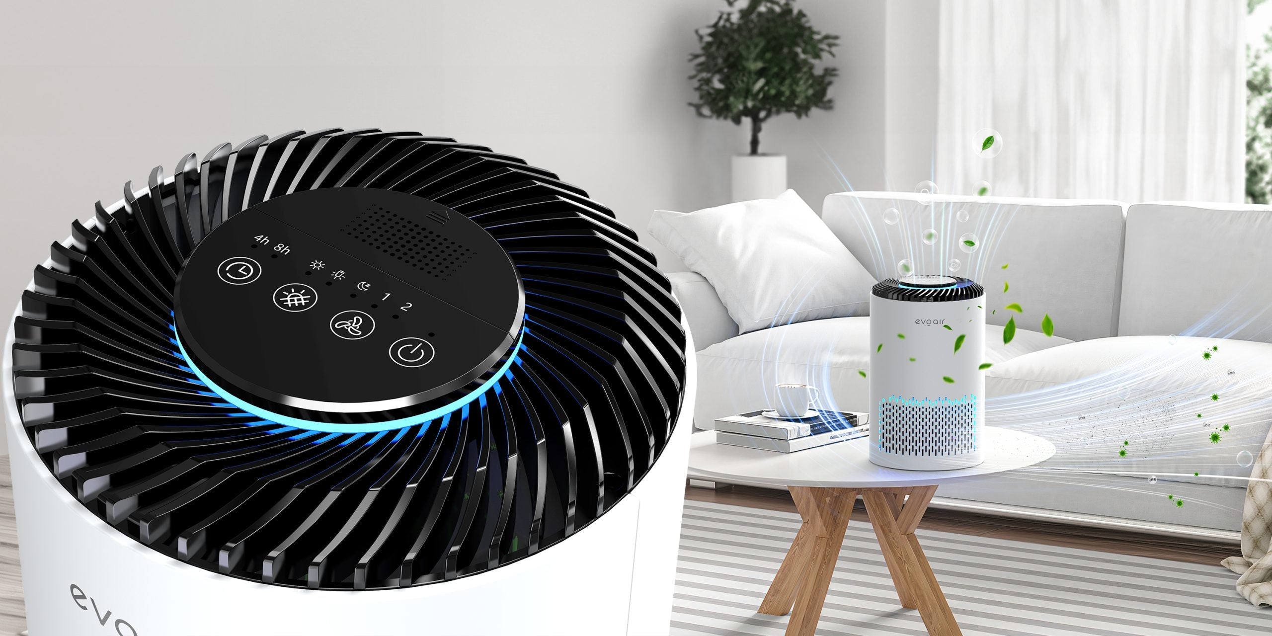 Resigilat! Purificator de aer Evoair Zuno, Filtru 3 in 1 True HEPA, Carbon Activ, Lampă UV, 3 viteze, Mod Noapte, Aromaterapie, Lumină Ambientală, Timer, Alb, Filtru Sigilat - OVIX - Găsești soluții de încălzire, răcire și ventilare, toate integrate și controlabile dintr-o singură platformă.