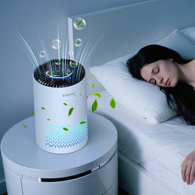 Purificator de aer Evoair Zuno, Filtru 3 in 1 True HEPA, Carbon Activ, Lampă UV, 3 viteze, Mod Noapte, Aromaterapie, Lumină Ambientală, Timer, Alb - OVIX - Găsești soluții de încălzire, răcire și ventilare, toate integrate și controlabile dintr-o singură platformă.