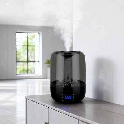 Umidificator Evoair LUNO BLUE, Smart, Wifi, Rezervor 2.5LCapacitate de umidificare 150 ml/h, Senzor umiditate, Autonomie 16 ore, Indicator umiditate și temperatură, Alb&Albastru - OVIX - Găsești soluții de încălzire, răcire și ventilare, toate integrate și controlabile dintr-o singură platformă.