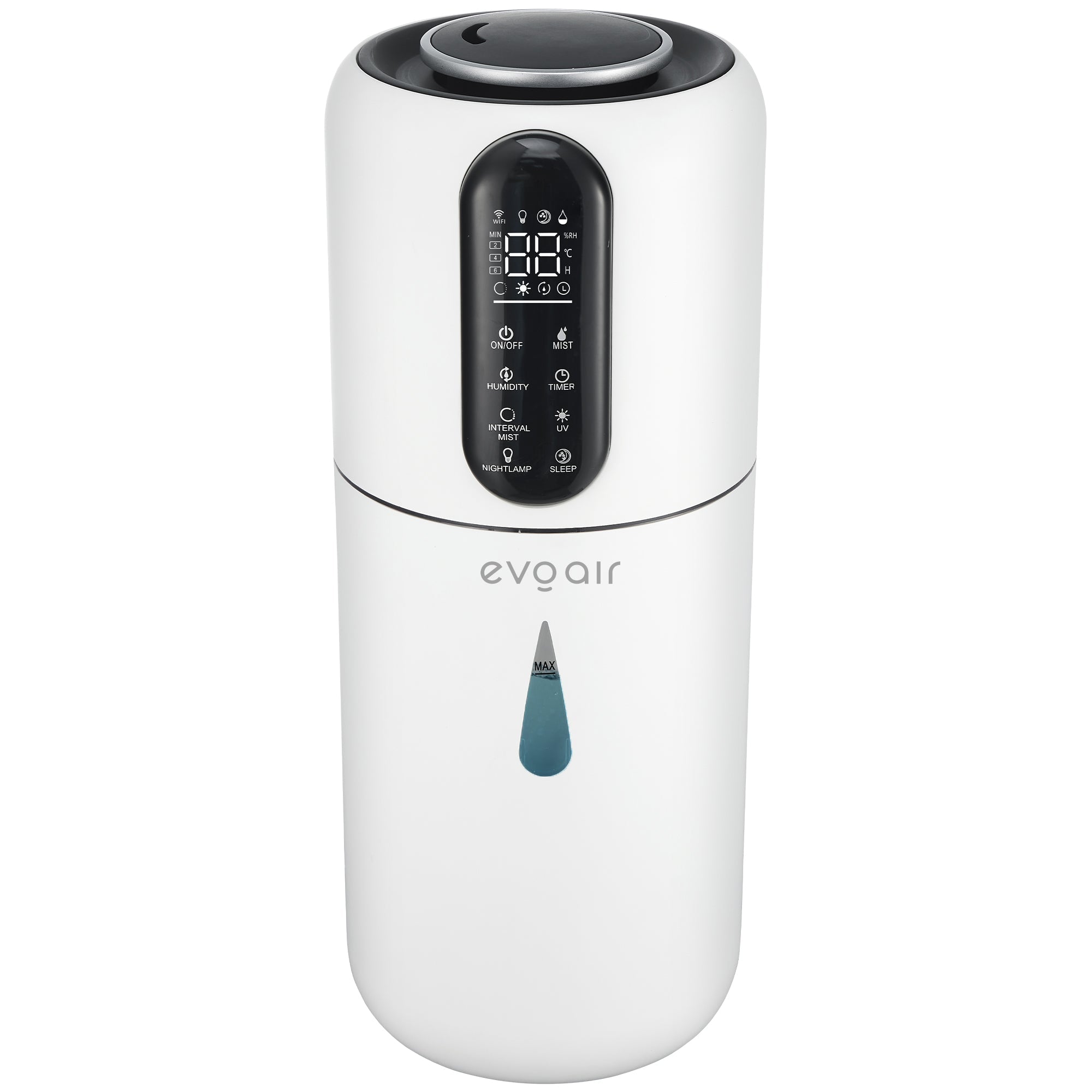 Umidificator Evoair STEAMIX3800 Smart, Wifi, Rezervor 3.8L, Capacitate de umidificare 300ml/h, Senzor umiditate, Mod Auto, Autonomie 13 ore, Lampă UVA, Aromaterapie, Indicator umiditate și temperatură, Telecomandă, Alb - OVIX - Găsești soluții de încălzire, răcire și ventilare, toate integrate și controlabile dintr-o singură platformă.