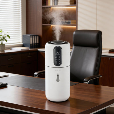 Umidificator Evoair STEAMIX3800 Smart, Wifi, Rezervor 3.8L, Capacitate de umidificare 300ml/h, Senzor umiditate, Mod Auto, Autonomie 13 ore, Lampă UVA, Aromaterapie, Indicator umiditate și temperatură, Telecomandă, Alb - OVIX - Găsești soluții de încălzire, răcire și ventilare, toate integrate și controlabile dintr-o singură platformă.