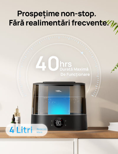 Umidificator aer Dreo 420S Smart, Rezervor 4l, 250ml/h, 3 trepte umidificare, Senzor de Umiditate, Indicator Umiditate,Mod Auto, Aromaterapie, Negru - OVIX - Găsești soluții de încălzire, răcire și ventilare, toate integrate și controlabile dintr-o singură platformă.