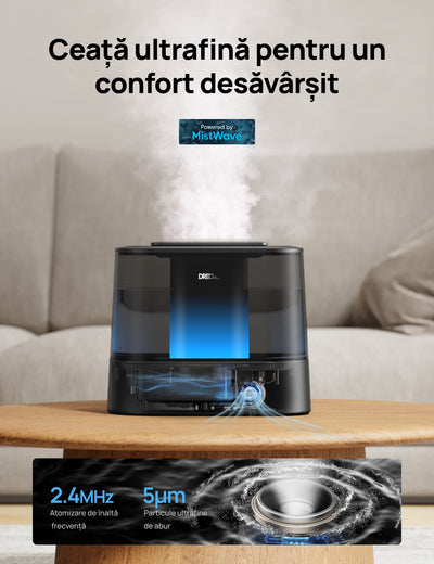 Umidificator aer Dreo 420S Smart, Rezervor 4l, 250ml/h, 3 trepte umidificare, Senzor de Umiditate, Indicator Umiditate,Mod Auto, Aromaterapie, Negru - OVIX - Găsești soluții de încălzire, răcire și ventilare, toate integrate și controlabile dintr-o singură platformă.