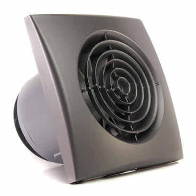 Ventilator baie AURA 4C Silent, Clapeta antiretur, Garantie 2 ani, Motor Long Life 40000h, Debit 90mc/h, Ø100mm, Dark Gray Metal - OVIX - Găsești soluții de încălzire, răcire și ventilare, toate integrate și controlabile dintr-o singură platformă.