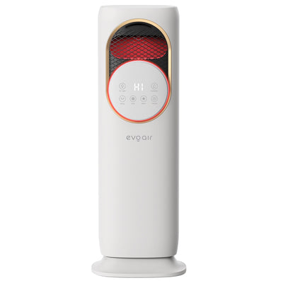 Ventilator turn 4 in 1 Evoair BRIIS GOLD WHITE, Functie Incalzire/Racire/Umidificare/Sterilizare UV, Telecomanda, 5 viteze, Pastile Racire 2+2 Cadou, Rezervor 3.15l, Display Alb, Contur Auriu - OVIX - Găsești soluții de încălzire, răcire și ventilare, toate integrate și controlabile dintr-o singură platformă.