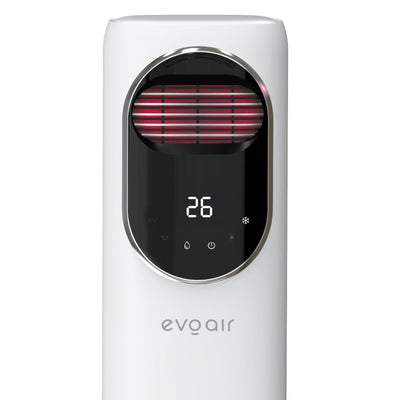 Ventilator turn 4 in 1 Evoair BRIIS SILVER BLACK, Functie Incalzire/Racire/Umidificare/Sterilizare UV, Telecomanda, 5 viteze, Pastile Racire 2+2 Cadou, Rezervor 3.15l, Display Negru, Contur Argintiu - OVIX - Găsești soluții de încălzire, răcire și ventilare, toate integrate și controlabile dintr-o singură platformă.