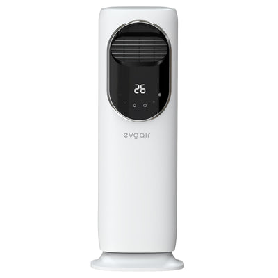 Ventilator turn 4 in 1 Evoair BRIIS SILVER BLACK, Functie Incalzire/Racire/Umidificare/Sterilizare UV, Telecomanda, 5 viteze, Pastile Racire 2+2 Cadou, Rezervor 3.15l, Display Negru, Contur Argintiu - OVIX - Găsești soluții de încălzire, răcire și ventilare, toate integrate și controlabile dintr-o singură platformă.