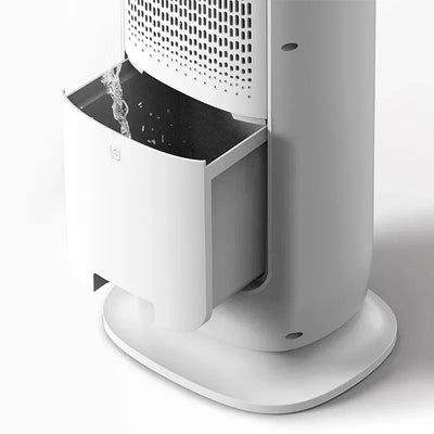 Ventilator turn 4 in 1 Evoair BRIIS GOLD WHITE, Functie Incalzire/Racire/Umidificare/Sterilizare UV, Telecomanda, 5 viteze, Pastile Racire 2+2 Cadou, Rezervor 3.15l, Display Alb, Contur Auriu - OVIX - Găsești soluții de încălzire, răcire și ventilare, toate integrate și controlabile dintr-o singură platformă.