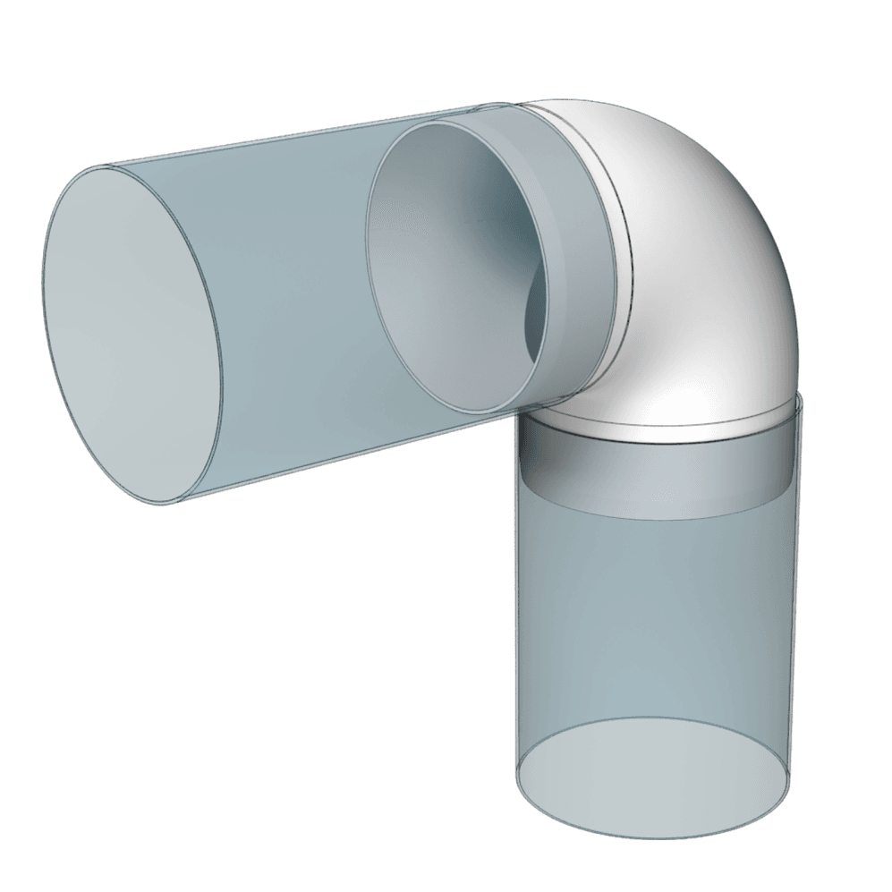 Cot din PVC pentru tubulatură Ø75 mm, unghi 90° cu etansare
