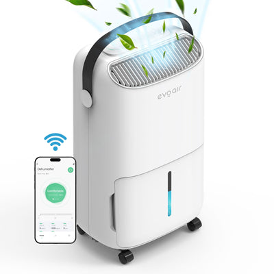 Dezumidificator Evoair, NovaDry 16 Smart, 16l/24h, Senzor de Umiditate, Functie Ionizare, Uscare Rufe, Rezervor 2.5l, Lampa UVC, Alb, Curea Neagra - OVIX - Găsești soluții de încălzire, răcire și ventilare, toate integrate și controlabile dintr-o singură platformă.