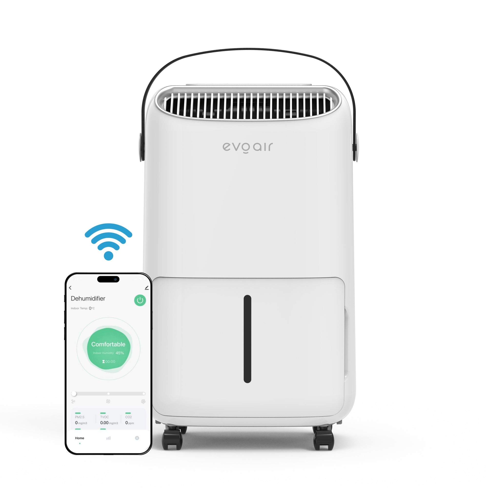 Dezumidificator Evoair, NovaDry 12 Smart, 12l/24h, Senzor de Umiditate, Functie Ionizare, Uscare Rufe, Rezervor 2.5l, Lampa UVC, Alb, Curea Neagra