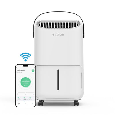 Dezumidificator Evoair, NovaDry 16 Smart, 16l/24h, Senzor de Umiditate, Functie Ionizare, Uscare Rufe, Rezervor 2.5l, Lampa UVC, Alb, Curea Neagra - OVIX - Găsești soluții de încălzire, răcire și ventilare, toate integrate și controlabile dintr-o singură platformă.