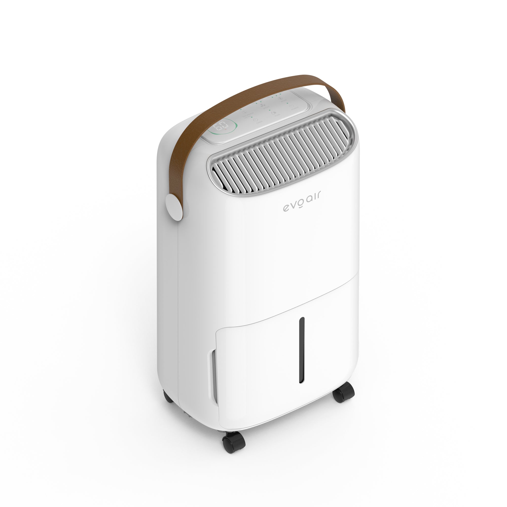 Dezumidificator Evoair, NovaDry 16 Smart, 16l/24h, Senzor de Umiditate, Functie Ionizare, Uscare Rufe, Rezervor 2.5l, Lampa UVC, Alb, Curea Maro - OVIX - Găsești soluții de încălzire, răcire și ventilare, toate integrate și controlabile dintr-o singură platformă.