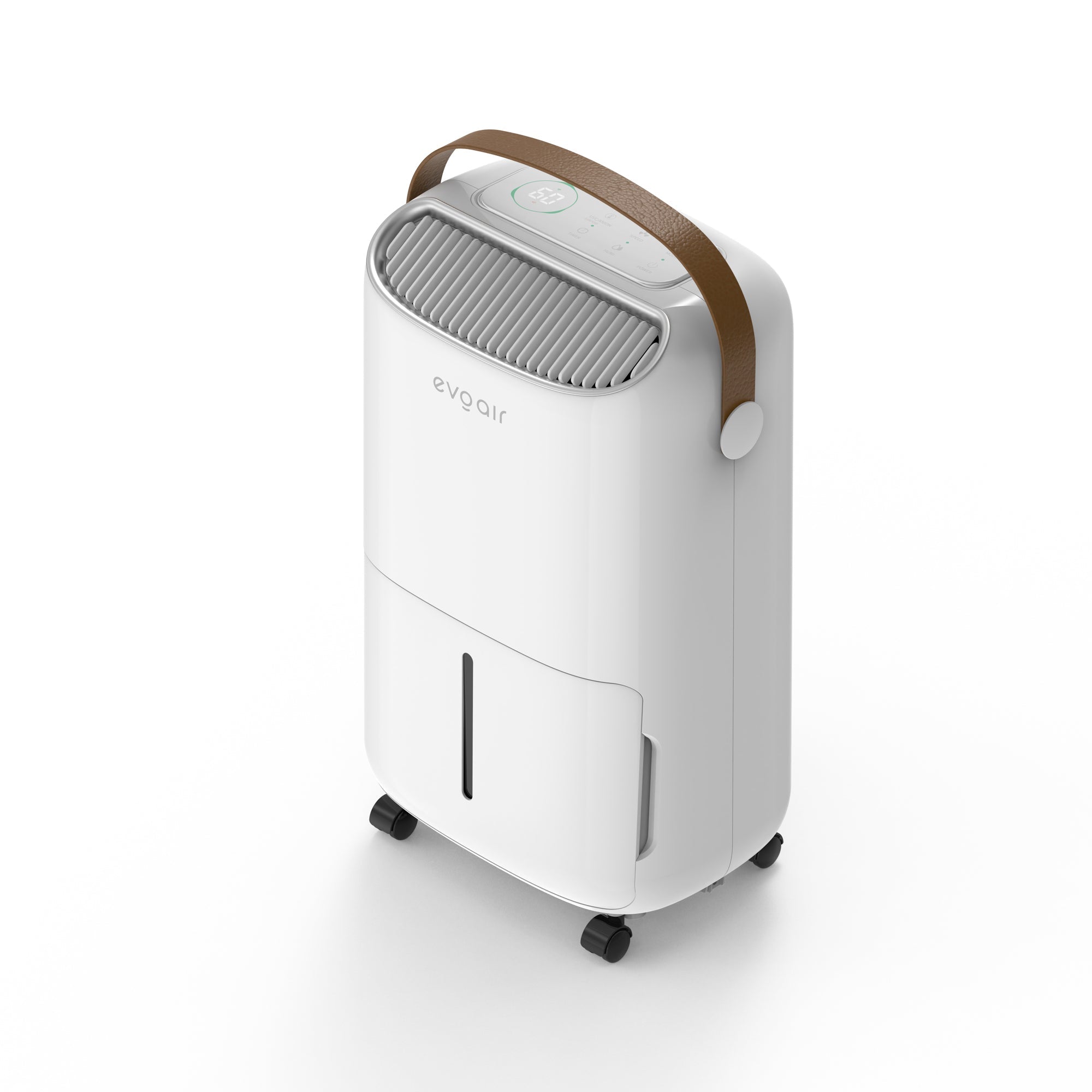 Dezumidificator Evoair, NovaDry 12 Smart, 12l/24h, Senzor de Umiditate, Functie Ionizare, Uscare Rufe, Rezervor 2.5l, Lampa UVC, Alb, Curea Maro