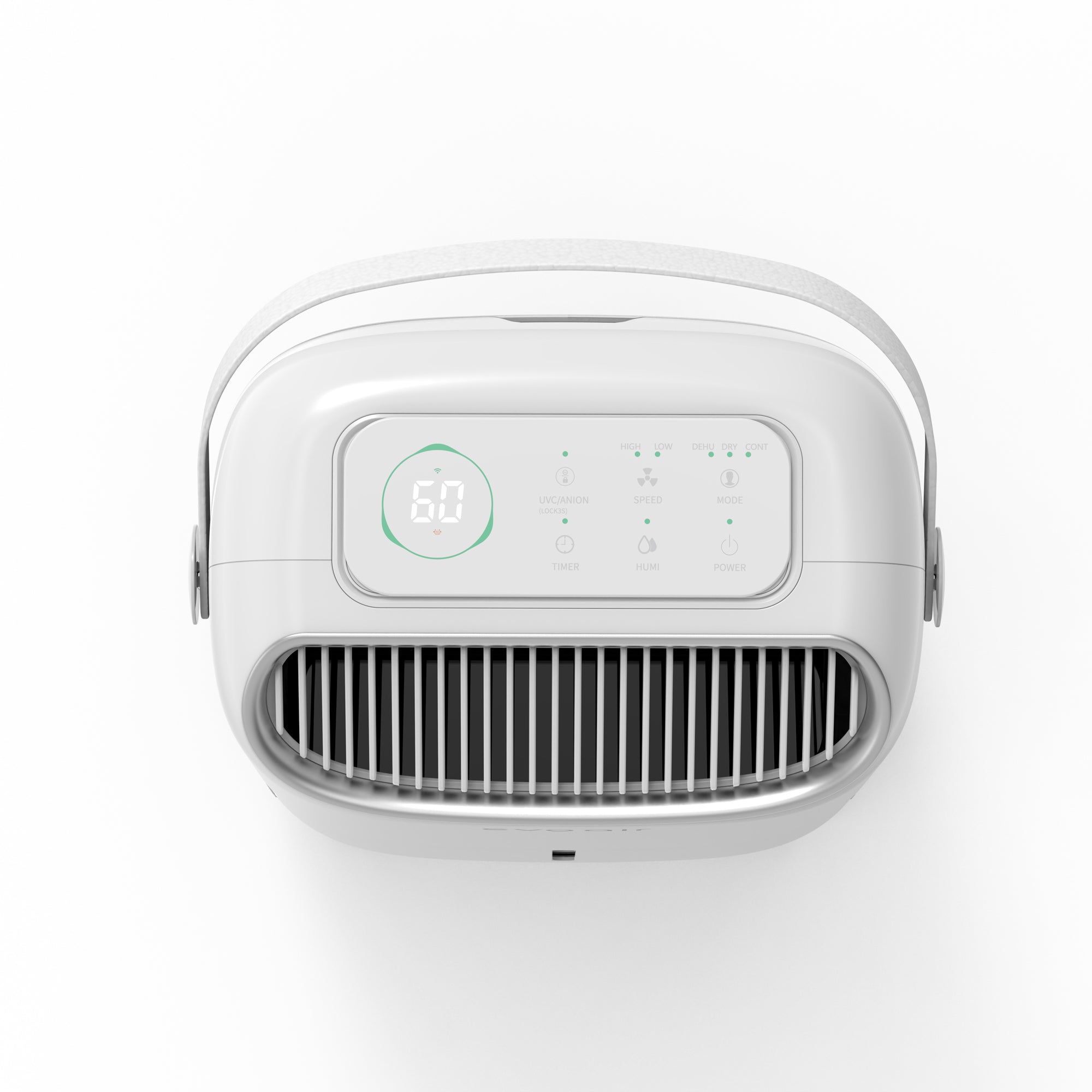 Dezumidificator Evoair, NovaDry 16 Smart, 16l/24h, Senzor de Umiditate, Functie Ionizare, Uscare Rufe, Rezervor 2.5l, Lampa UVC, Alb, Curea Crem
