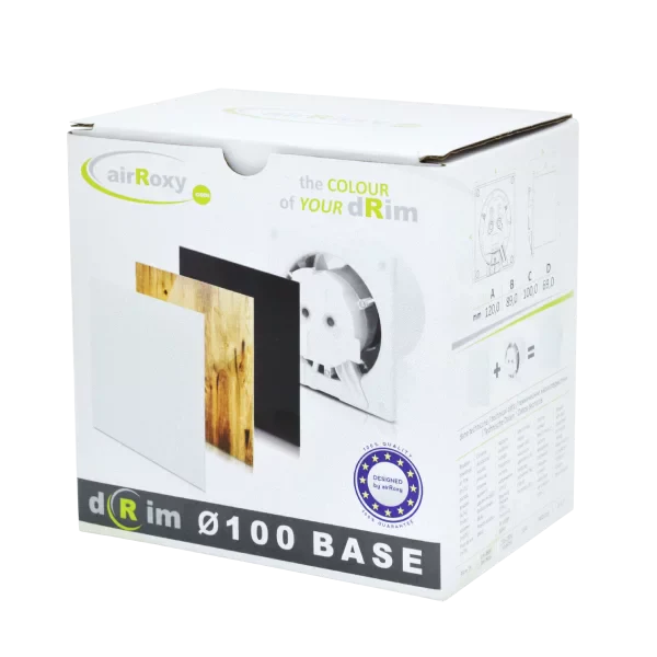 Ventilator baie dRim Ø100 S, Super Silent, Debit 93 m3/h, Panou sticla schimbabil, clapeta antiretur, Garantie 2 ani, Alb - OVIX - Găsești soluții de încălzire, răcire și ventilare, toate integrate și controlabile dintr-o singură platformă.
