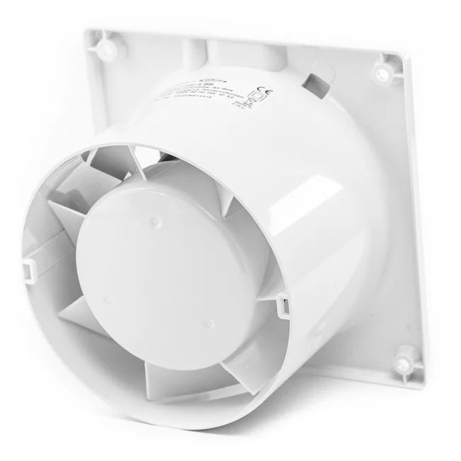 Ventilator baie dRim Ø100 S, Super Silent, Debit 93 m3/h, Panou sticla schimbabil, clapeta antiretur, Garantie 2 ani, Alb Matt
