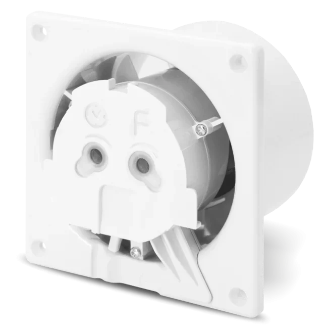 Ventilator baie dRim Ø100 S, Super Silent, Debit 93 m3/h, Panou ABS schimbabil, clapeta antiretur, Garantie 2 ani, Alb