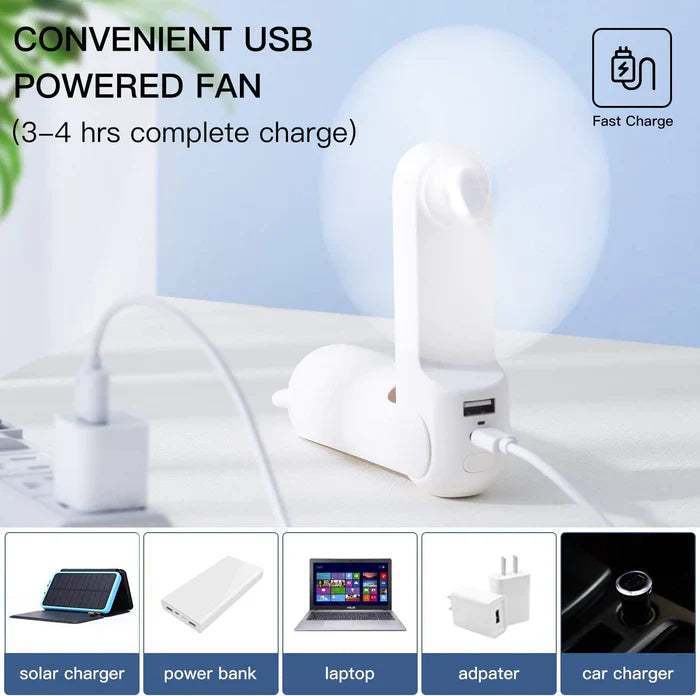 Ventilator portabil de mână JISULIFE, Life8 Plus, autonomie 11-46h, baterie 4500mAh, funcție Power Bank, lanternă LED, design pliabil, 3 viteze, încărcare rapidă, Maro