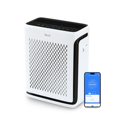Purificator de aer Smart Levoit Vital 100S Wi-Fi, Filtru True HEPA, Carbon Activ, Acoperire până la 48 m², Nivel Zgomot 23 dB, Senzor Calitate Aer, Mod Noapte, Alb - OVIX - Găsești soluții de încălzire, răcire și ventilare, toate integrate și controlabile dintr-o singură platformă.