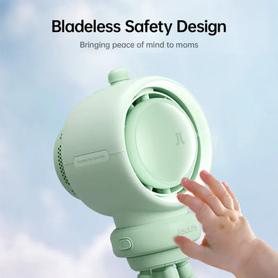 Ventilator portabil pentru cărucior JISULIFE, Life 2, autonomie 2-11.5h, baterie 4000mAh, 5 viteze, încărcare rapidă, Verde mentă - OVIX - Găsești soluții de încălzire, răcire și ventilare, toate integrate și controlabile dintr-o singură platformă.