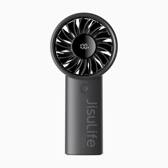Ventilator portabil de mână JISULIFE, Life4, autonomie 2.5-13h, baterie 3600mAh, 5 viteze, încărcare rapidă, Negru