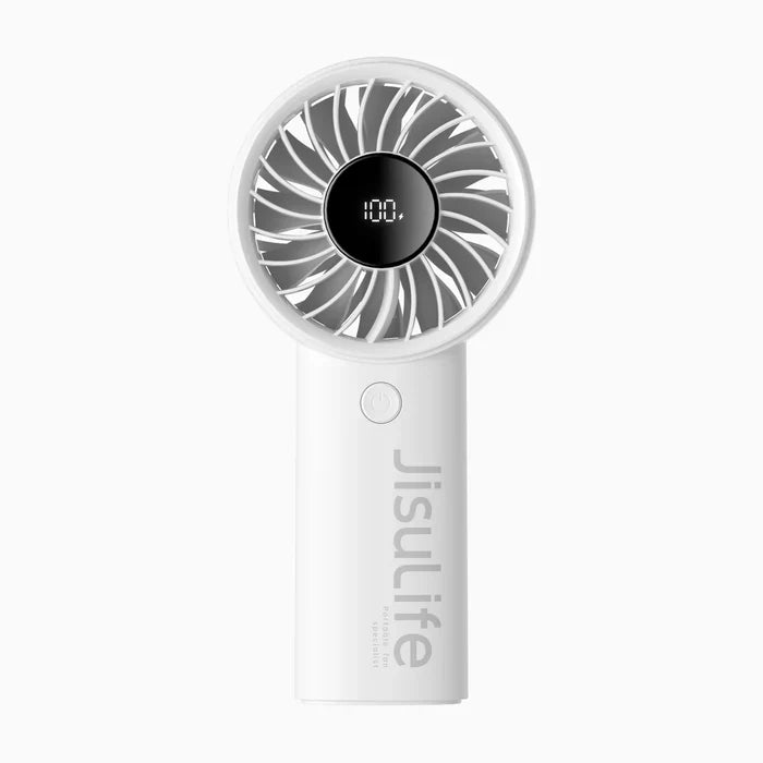 Ventilator portabil de mână JISULIFE, Life4, autonomie 2.5-13h, baterie 3600mAh, 5 viteze, încărcare rapidă, Gri deschis