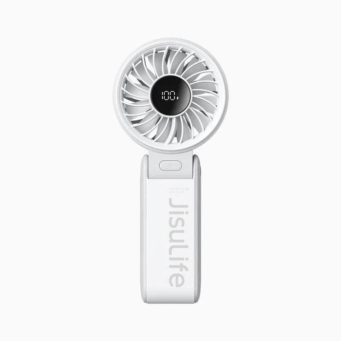 Ventilator portabil de mână JISULIFE, Life7, autonomie 2.5-13h, baterie 3600mAh, 5 viteze, încărcare rapidă, Gri deschis