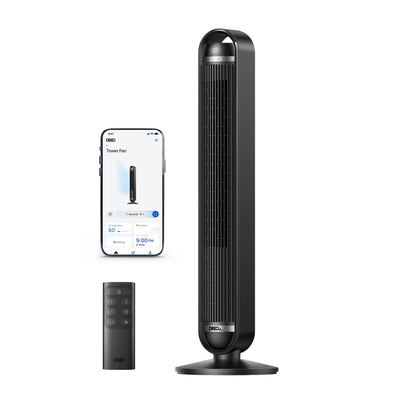 Ventilator Turn Smart DREO Cruiser DR-HTF011S, 9 viteze, 4 functii,106cm, HyperSilent 25dB ,oscilatie 90°, negru - OVIX - Găsești soluții de încălzire, răcire și ventilare, toate integrate și controlabile dintr-o singură platformă.