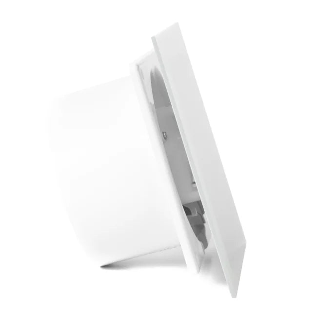 Ventilator baie dRim Ø100 S, Super Silent, Debit 93 m3/h, Panou sticla schimbabil, clapeta antiretur, Garantie 2 ani, Black Negru